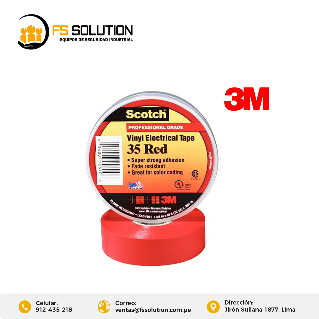 CINTA ELÉCTRICA DE VINILO 3M SCOTCH 35 ROJO